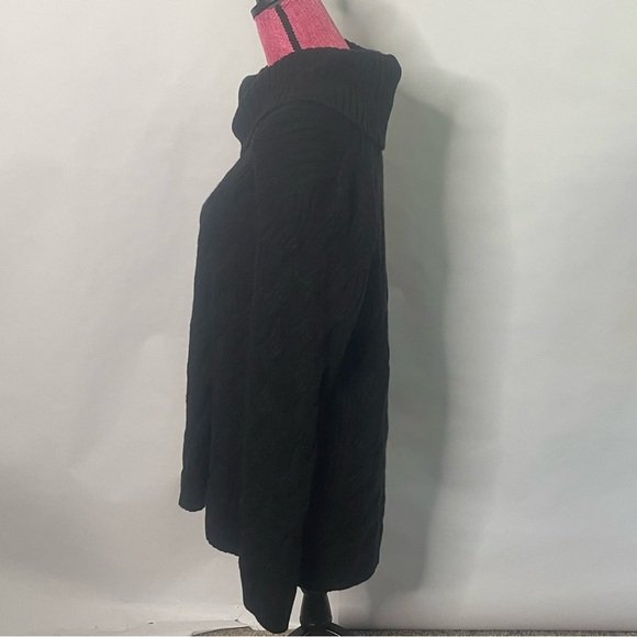 Calvin Klein black cowl neck classic pullover chain stitch sweater Size L - Picture 5 of 14